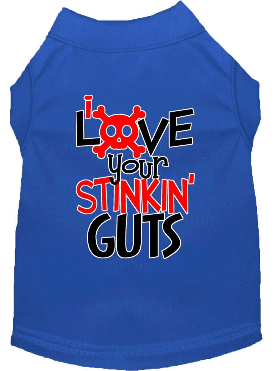 Love your Stinkin Guts Screen Print Dog Shirt Blue Lg